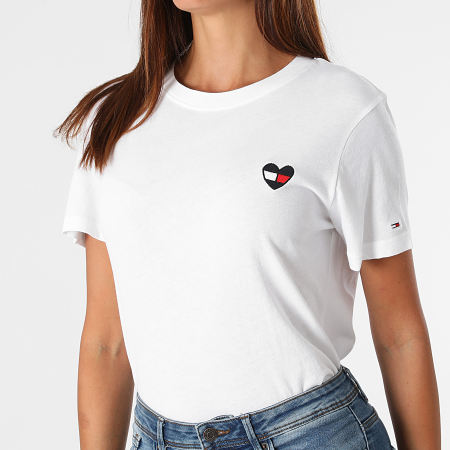 Tommy Jeans - Tee Shirt Femme Homespun Heart 0418 Blanc