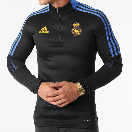 Adidas Sportswear - Sweat Col Zippé A Bandes Real Madrid GR4340 Noir Bleu Roi