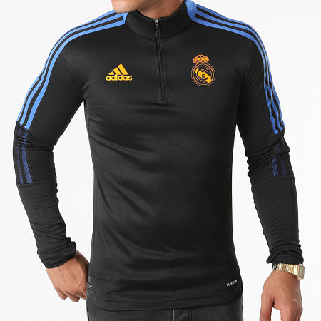 Adidas Sportswear - Sweat Col Zippé A Bandes Real Madrid GR4340 Noir Bleu Roi