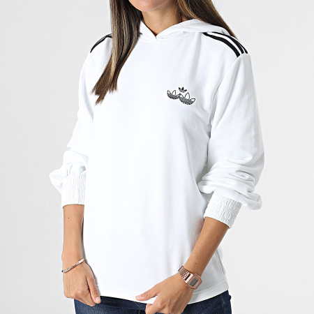 Adidas Originals - Sweat Capuche Femme A Bandes H17952 Blanc