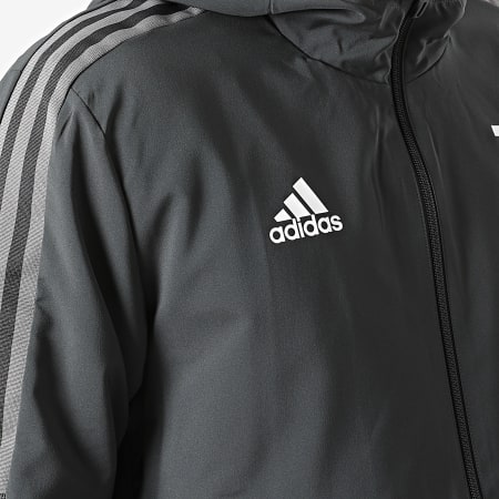 Adidas Sportswear - Veste Zippée Capuche A Bandes Juventus GR2968 Gris Anthracite