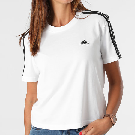 Adidas Performance - Camiseta Mujer Con Rayas GL0778 Blanco