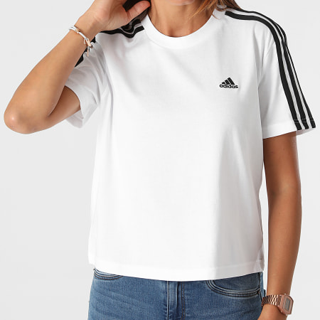 Adidas Sportswear - Tee Shirt Femme A Bandes GL0778 Blanc