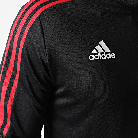 Adidas Performance - Sweat Col Zippé A Bandes Manchester United GR3812 Noir Rouge