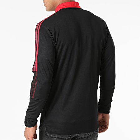Adidas Sportswear - Sweat Col Zippé A Bandes Manchester United GR3812 Noir Rouge