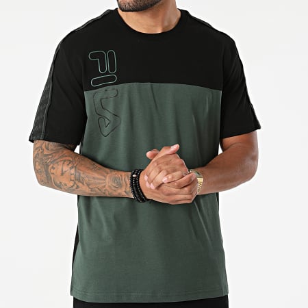 Fila - Tee Shirt A Bandes Ojas 683481 Noir Vert