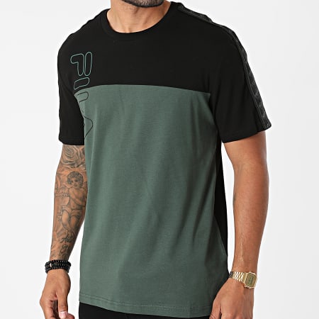 Fila - Tee Shirt A Bandes Ojas 683481 Noir Vert