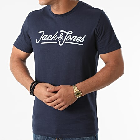 Jack And Jones - Tee Shirt Carlo Bleu Marine