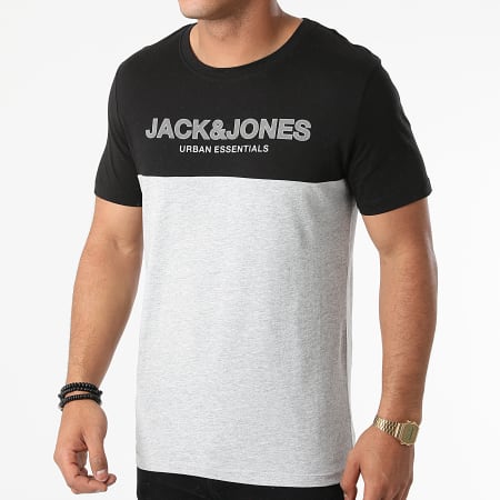 Jack And Jones - Tee Shirt Urban Blocking Gris Chiné Noir