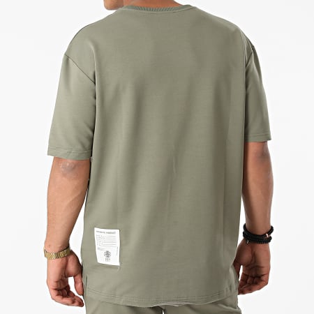 Zelys Paris - Conjunto de camiseta de gran tamaño con pantalones cortos de jogging verde caqui de Covo