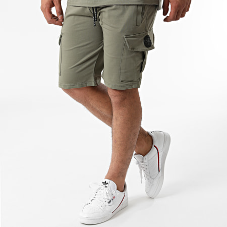 Zelys Paris - Conjunto de camiseta de gran tamaño con pantalones cortos de jogging verde caqui de Covo
