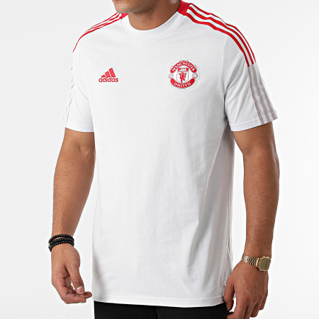 adidas - Tee Shirt A Bandes Manchester United GR3822 Gris Clair Rouge