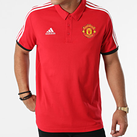 Adidas Sportswear - Polo Manches Courtes A Bandes Manchester United GR3898 Rouge