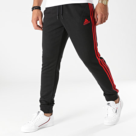 Adidas Sportswear - Pantalon Jogging A Bandes H12257 Noir Rouge