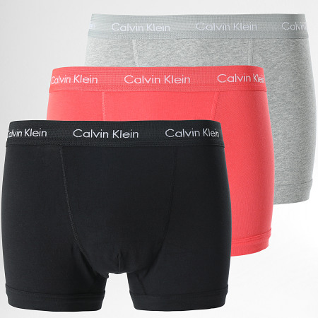 Calvin Klein - Lot De 3 Boxers U2662G Noir Gris Chiné Rouge