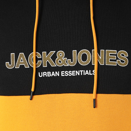 Jack And Jones - Sweat Capuche Urban Blocking Noir Jaune
