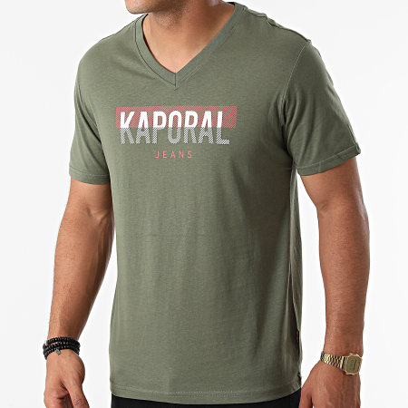 Kaporal - Tee Shirt Col V Robuk Vert Kaki