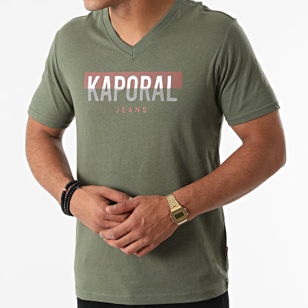 Kaporal - Tee Shirt Col V Robuk Vert Kaki