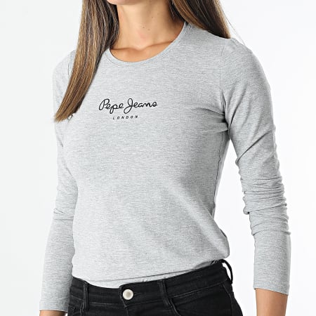 Pepe Jeans - Tee Shirt Manches Longues Femme New Virginia Gris Chiné