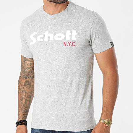 Schott NYC - Lot De 2 Tee Shirts TS01MCLOGO Gris Chiné Noir