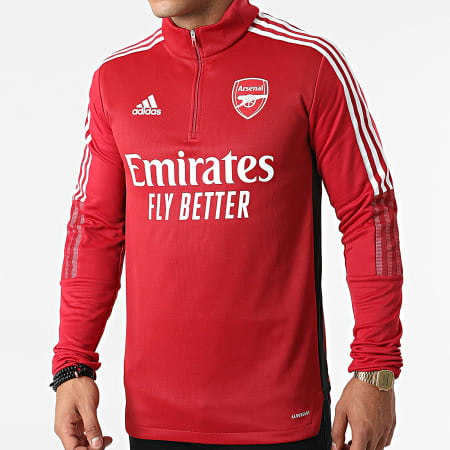 adidas - Sweat Col Zippé A Bandes Arsenal FC GR4168 Rouge Foncé
