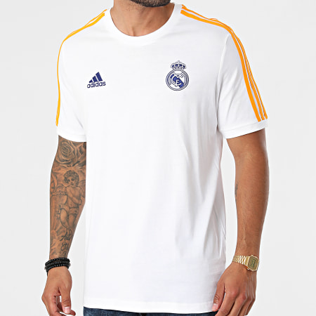 Adidas Performance - Tee Shirt A Bandes Real Madrid GR4245 Blanc Orange