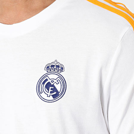 Adidas Sportswear - Tee Shirt A Bandes Real Madrid GR4245 Blanc Orange