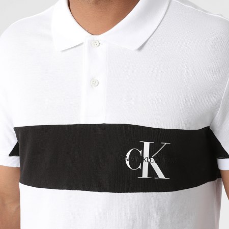 Calvin Klein - Polo Manches Courtes Color Block Logo 8193 Blanc