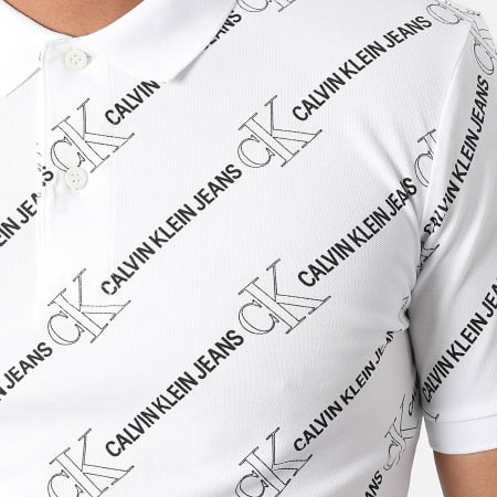 Calvin Klein - Polo Manches Courtes Logo AOP 8194 Blanc