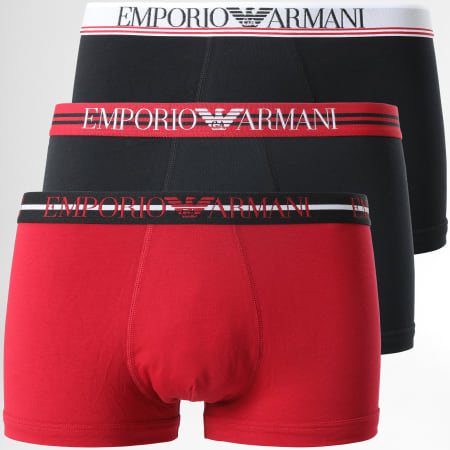Emporio Armani - Lot De 3 Boxers 111357 1A723 Noir Rouge