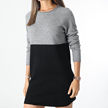 Only - Robe Pull Femme Lillo Gris Chiné Noir