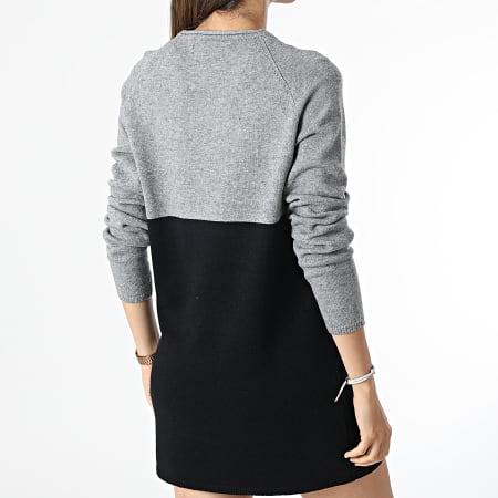 Only - Robe Pull Femme Lillo Gris Chiné Noir