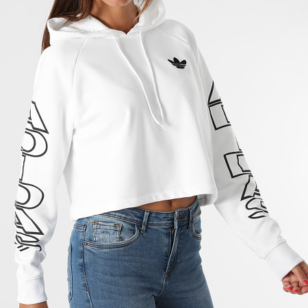 Adidas Originals - Sweat Capuche Crop Femme H20236 Blanc