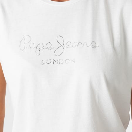 Pepe Jeans - Tee Shirt Femme Strass Bonnie Blanc