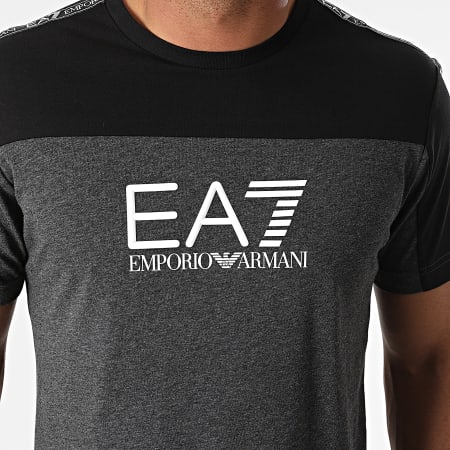 EA7 Emporio Armani - Tee Shirt A Bandes 6KPT10-PJ7CZ Gris Anthracite Chiné Noir