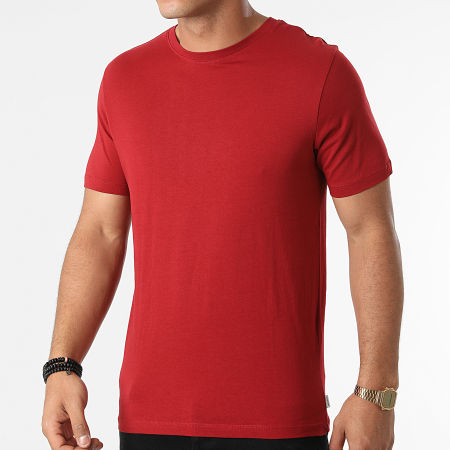Jack And Jones - Camiseta Básica Orgánica Rojo Oscuro
