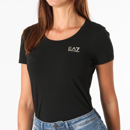 EA7 Emporio Armani - Tee Shirt Femme 6KTT18-TJ12Z Noir Doré