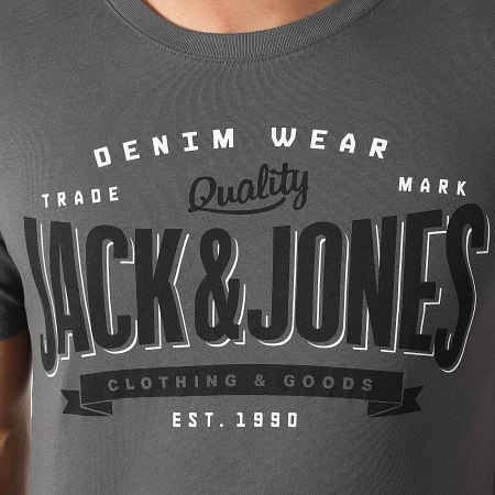 Jack And Jones - Tee Shirt Logo Gris Anthracite