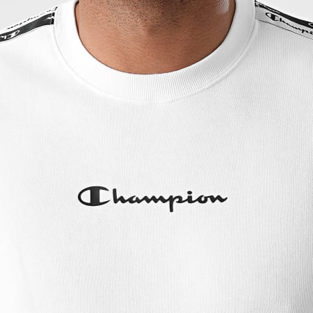 Champion - Sweat Crewneck A Bandes 216560 Blanc