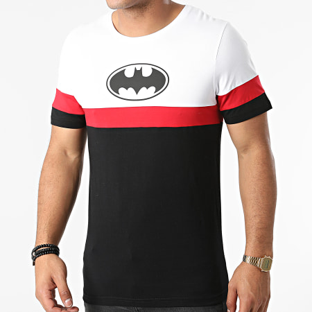 DC Comics - Tee Shirt Batman Logo Tricolore Noir Blanc Rouge