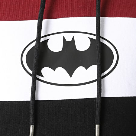 DC Comics - Felpa con cappuccio Batman Logo Tricolore Nero Bordeaux Bianco