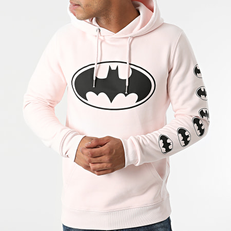 DC Comics - Sweat Capuche BW Front And Sleeve Rose Pastel Noir
