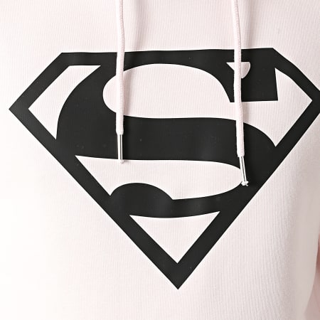 Superman - Sweat Capuche BW Front And Sleeve Rose Pastel Noir
