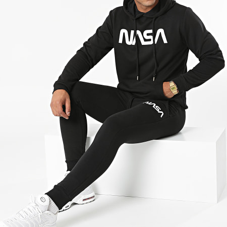 NASA - Tuta da ginnastica bianca e nera con logo Worm
