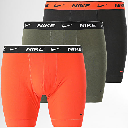 Nike - Lot De 3 Boxers Everyday Cotton Stretch KE1007 Noir Orange Vert Kaki