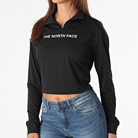 The North Face - Tee Shirt Manches Longues Femme Crop Zip Noir