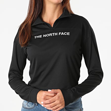 The North Face - Tee Shirt Manches Longues Femme Crop Zip Noir