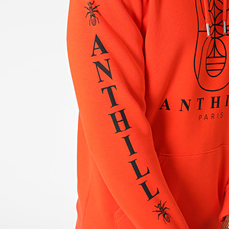 Anthill - Sweat Capuche Outline Orange Vif Noir