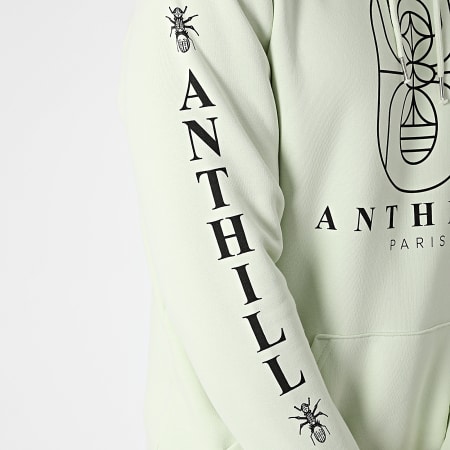 Anthill - Sweat Capuche Outline Vert Pastel Noir