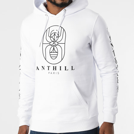 Anthill - Felpa con cappuccio Outline Bianco Nero